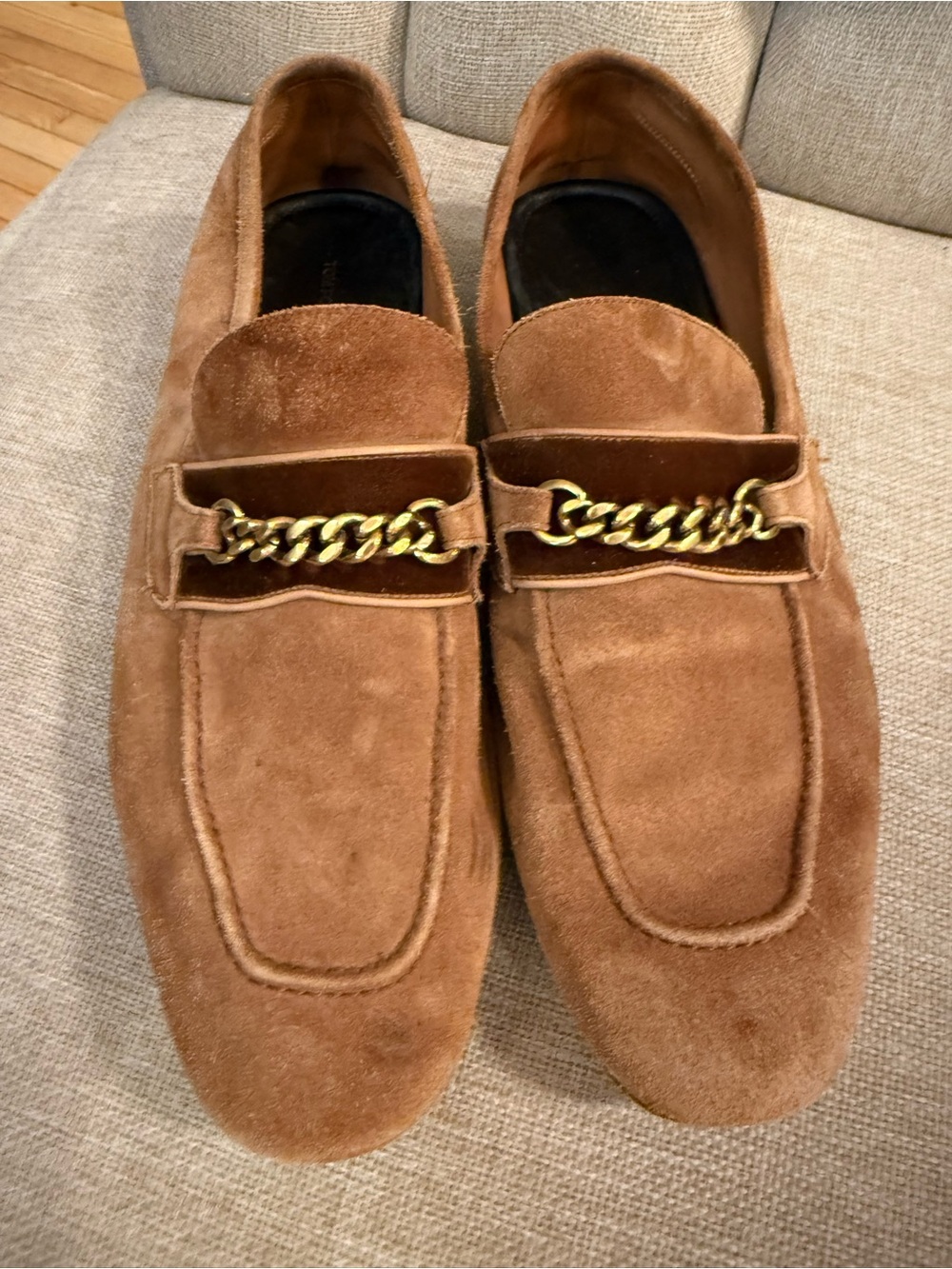 Tom Ford Wilton Tan Suede Chain-Detail Loafers Size 12 see pics for cond!